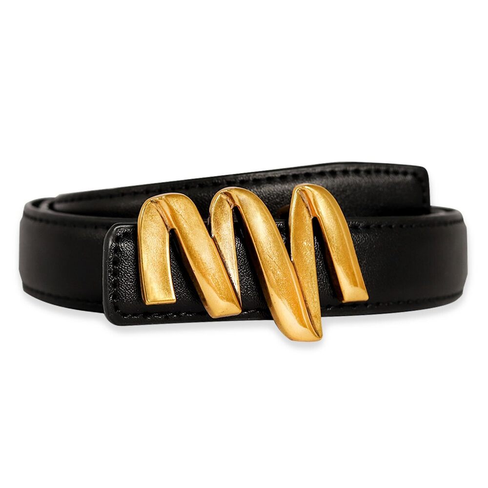 2696 Women's Fashion Classic Metal Buckle Leather Belt With Jeans